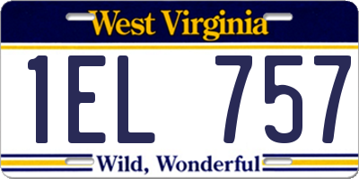 WV license plate 1EL757
