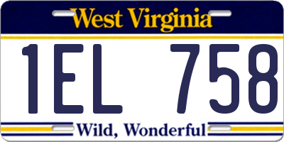 WV license plate 1EL758