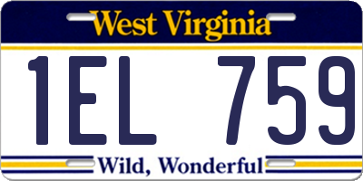 WV license plate 1EL759