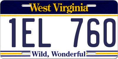 WV license plate 1EL760