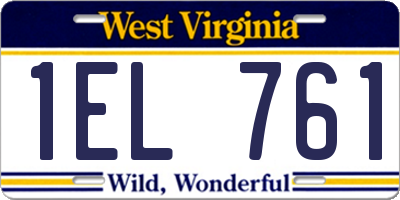 WV license plate 1EL761