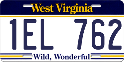 WV license plate 1EL762