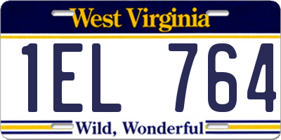 WV license plate 1EL764