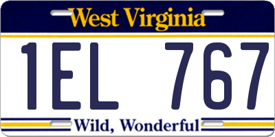 WV license plate 1EL767