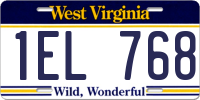 WV license plate 1EL768