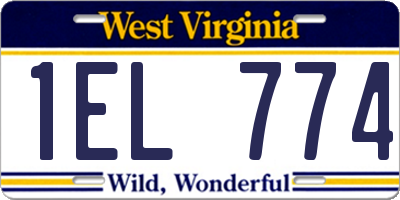 WV license plate 1EL774