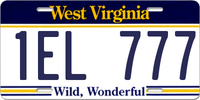 WV license plate 1EL777