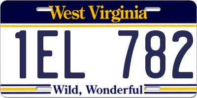 WV license plate 1EL782