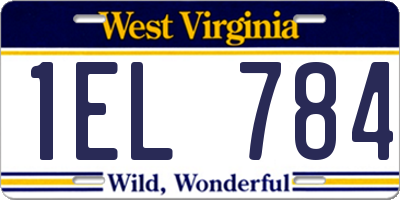 WV license plate 1EL784