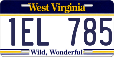 WV license plate 1EL785