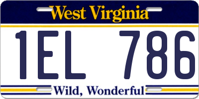 WV license plate 1EL786