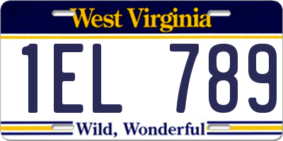 WV license plate 1EL789