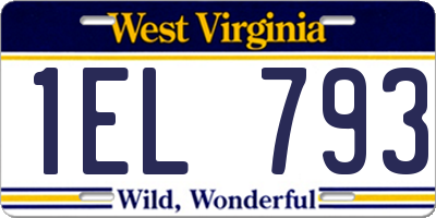 WV license plate 1EL793
