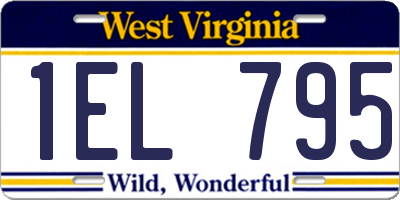 WV license plate 1EL795
