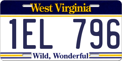 WV license plate 1EL796