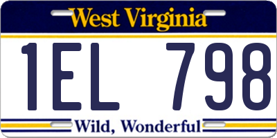 WV license plate 1EL798
