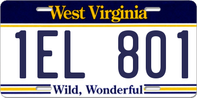 WV license plate 1EL801