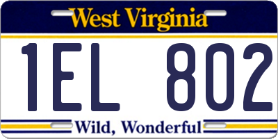 WV license plate 1EL802