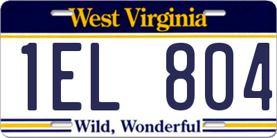 WV license plate 1EL804