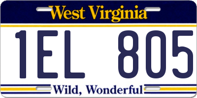 WV license plate 1EL805