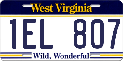 WV license plate 1EL807