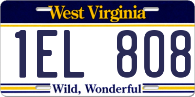 WV license plate 1EL808