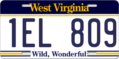 WV license plate 1EL809