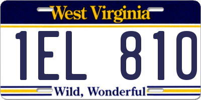 WV license plate 1EL810