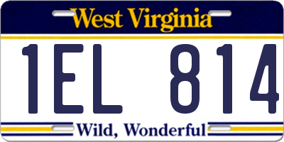 WV license plate 1EL814