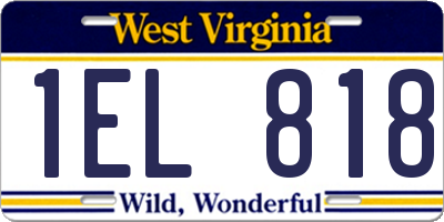 WV license plate 1EL818