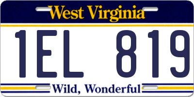 WV license plate 1EL819