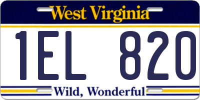 WV license plate 1EL820