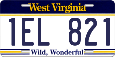 WV license plate 1EL821