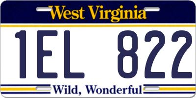 WV license plate 1EL822