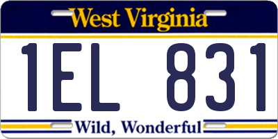 WV license plate 1EL831