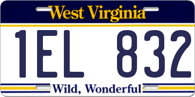 WV license plate 1EL832