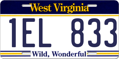 WV license plate 1EL833