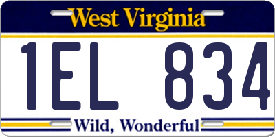 WV license plate 1EL834
