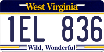 WV license plate 1EL836