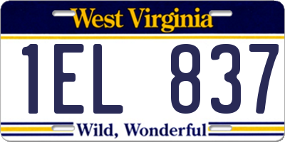 WV license plate 1EL837