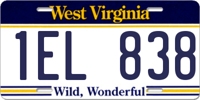 WV license plate 1EL838