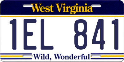 WV license plate 1EL841