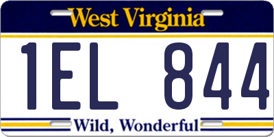 WV license plate 1EL844