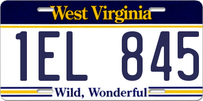 WV license plate 1EL845