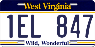 WV license plate 1EL847