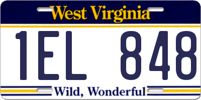 WV license plate 1EL848