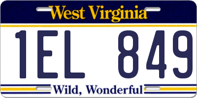 WV license plate 1EL849