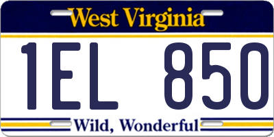 WV license plate 1EL850