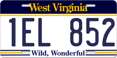 WV license plate 1EL852
