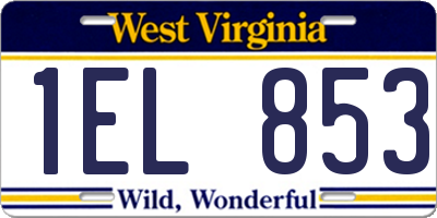 WV license plate 1EL853